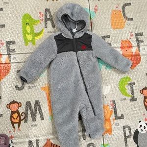 Fuzzy grey full length coat 9-12m
